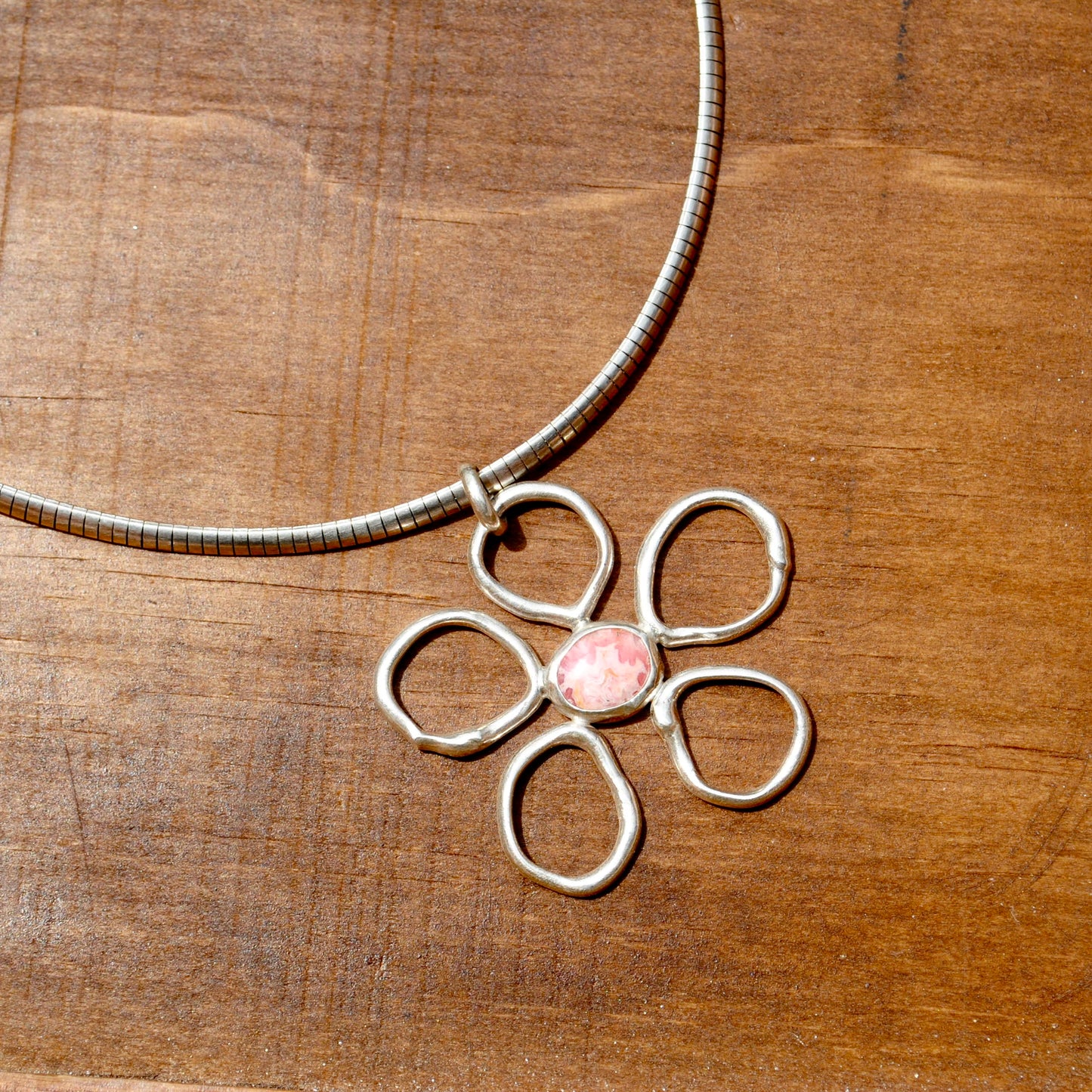 Rhodochrosite Organic Flower Necklace