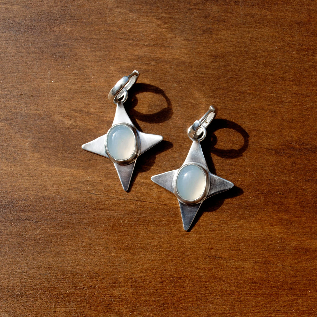 Blue Chalcedony Star Huggie Hoops