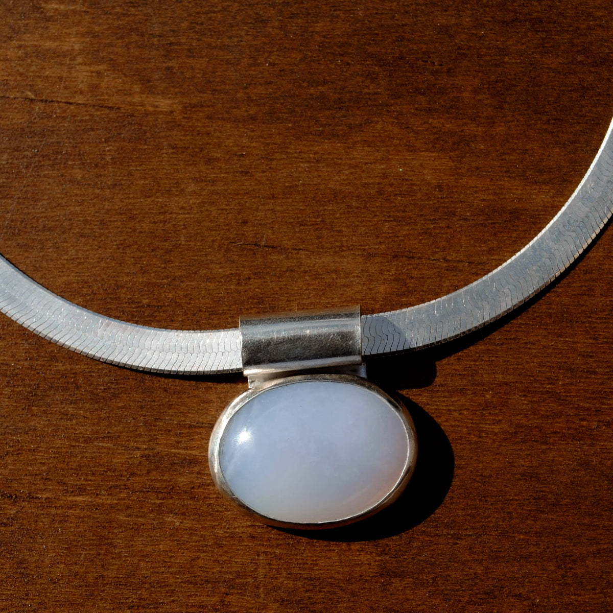 Blue Chalcedony Herringbone Necklace