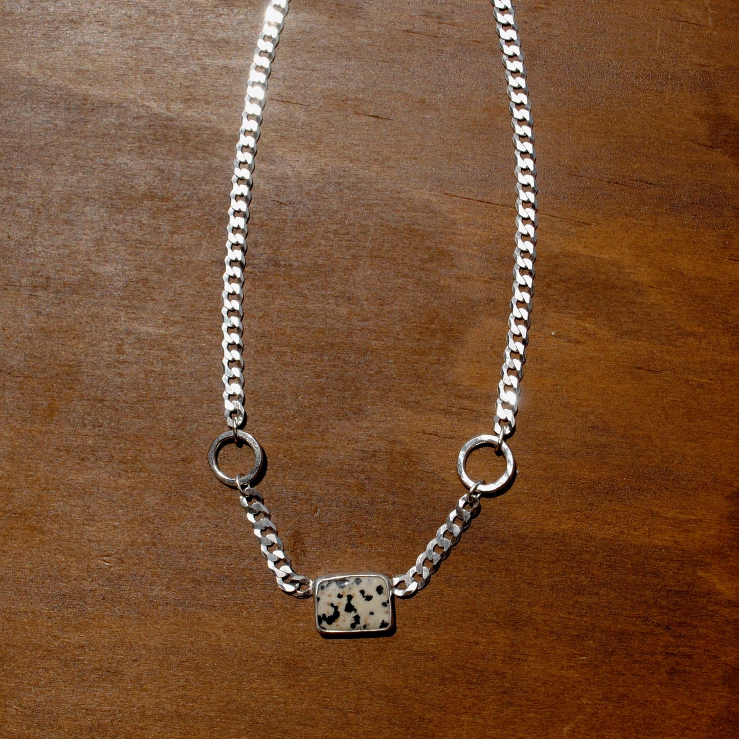 Dalmatian Jasper Curb Chain Necklace