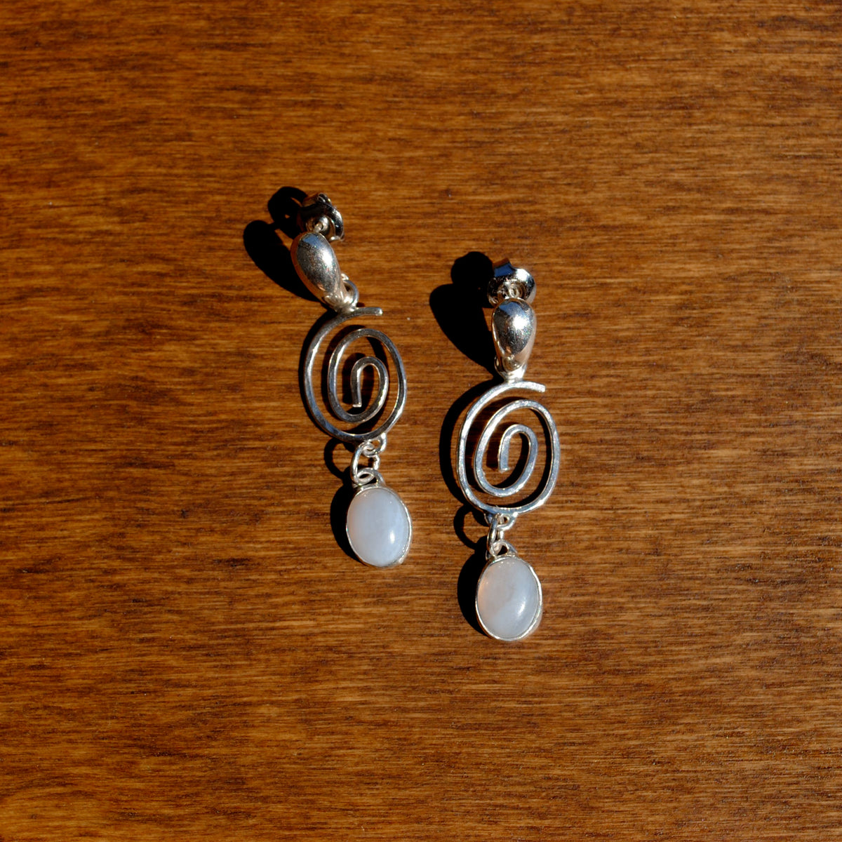 Blue Chalcedony Spiral Earrings