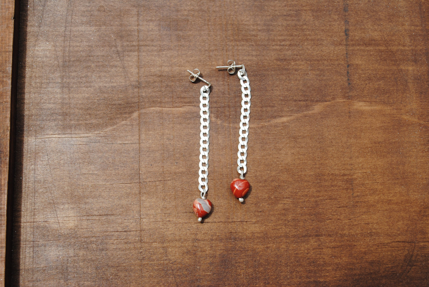 Red Jasper and Quartz Heart Earrings