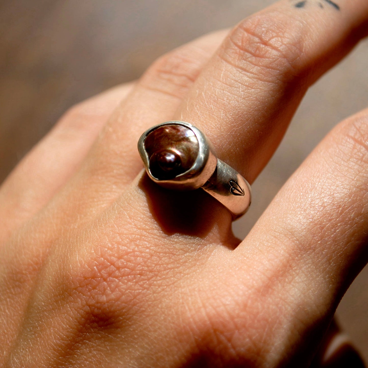 Brown Freshwater Pearl Ring - Size 6.5