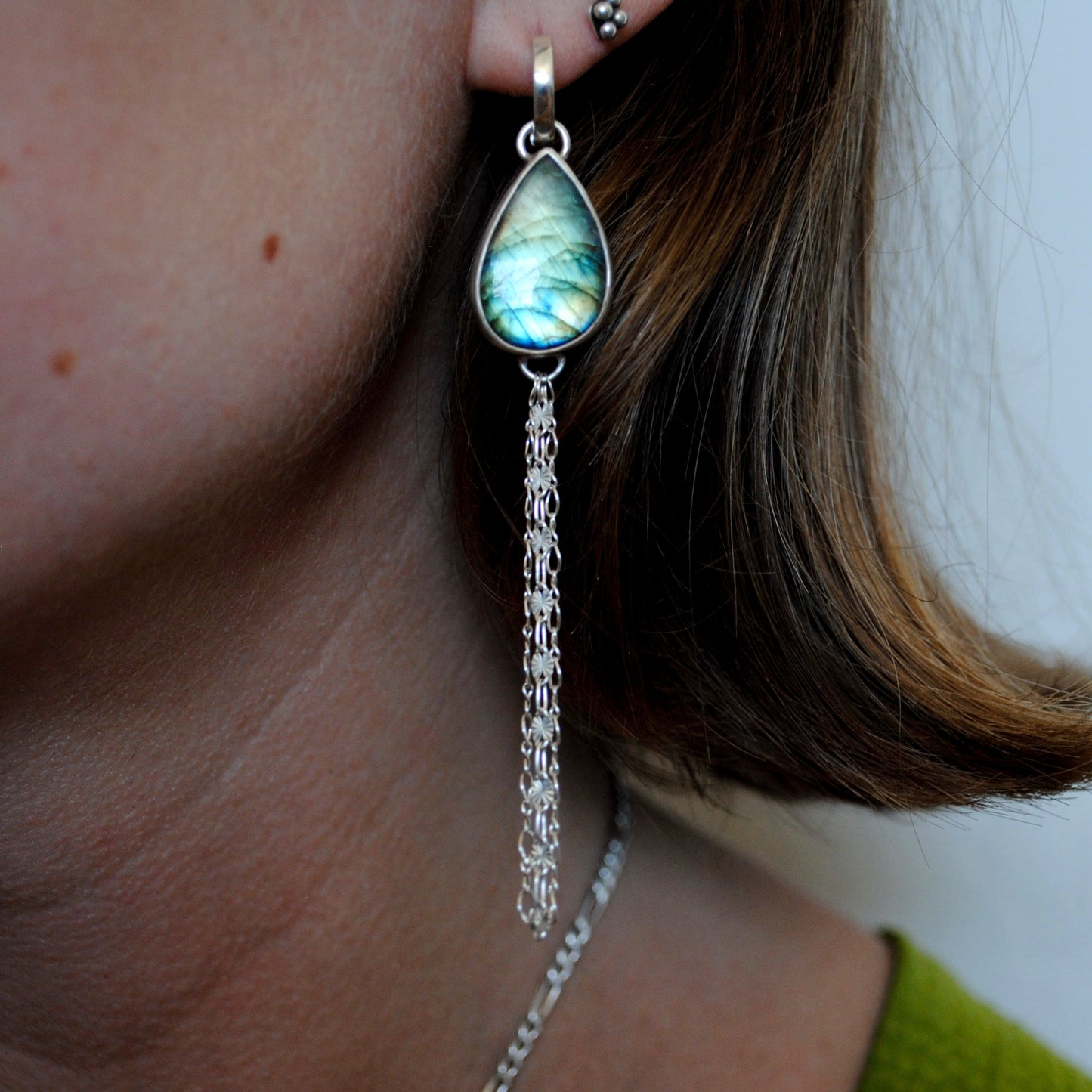 Labradorite Huggie Hoops