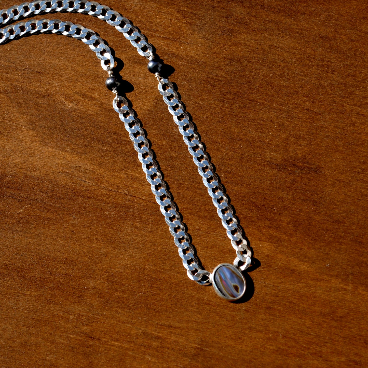 Abalone Curb Chain Necklace