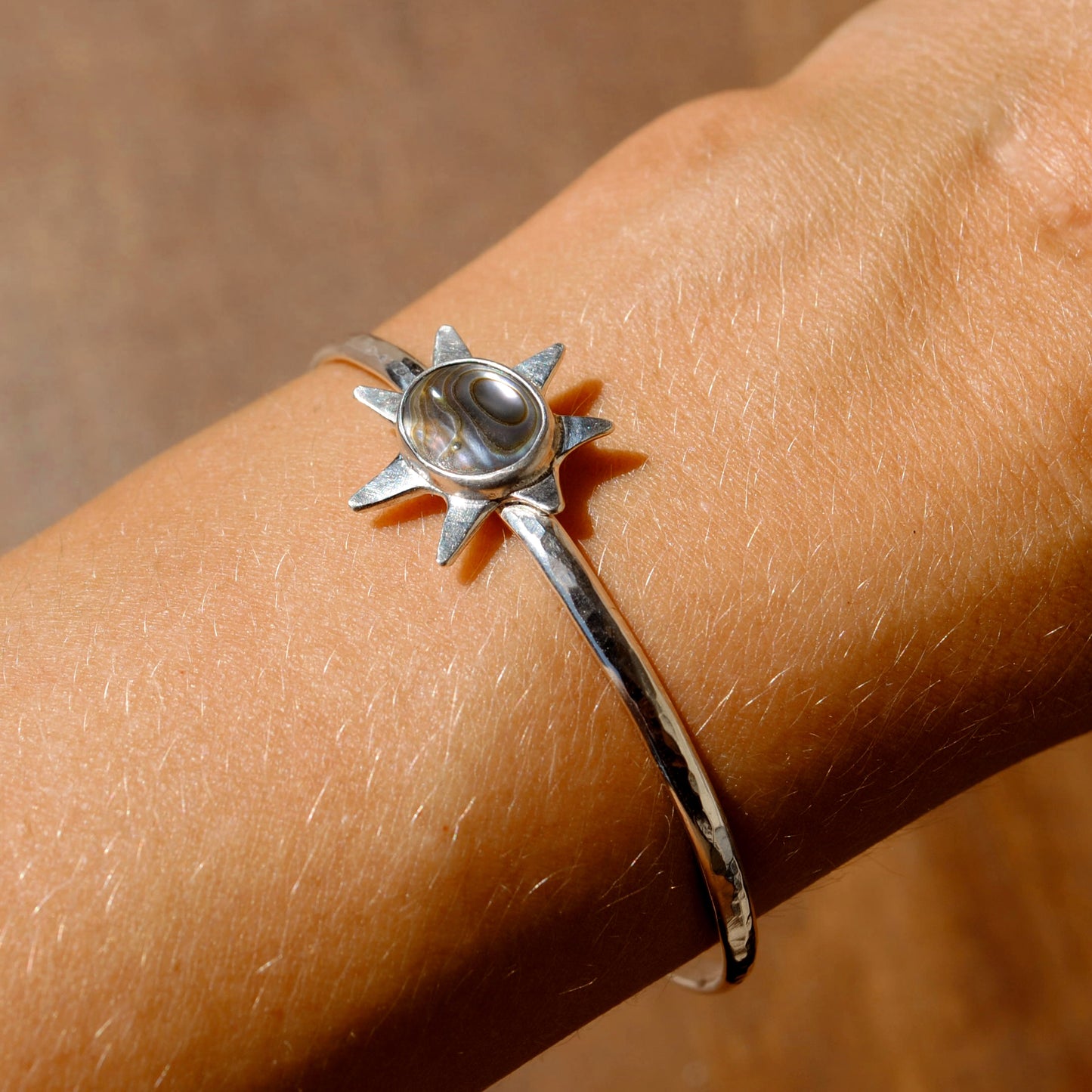 Abalone Hammered Star Cuff
