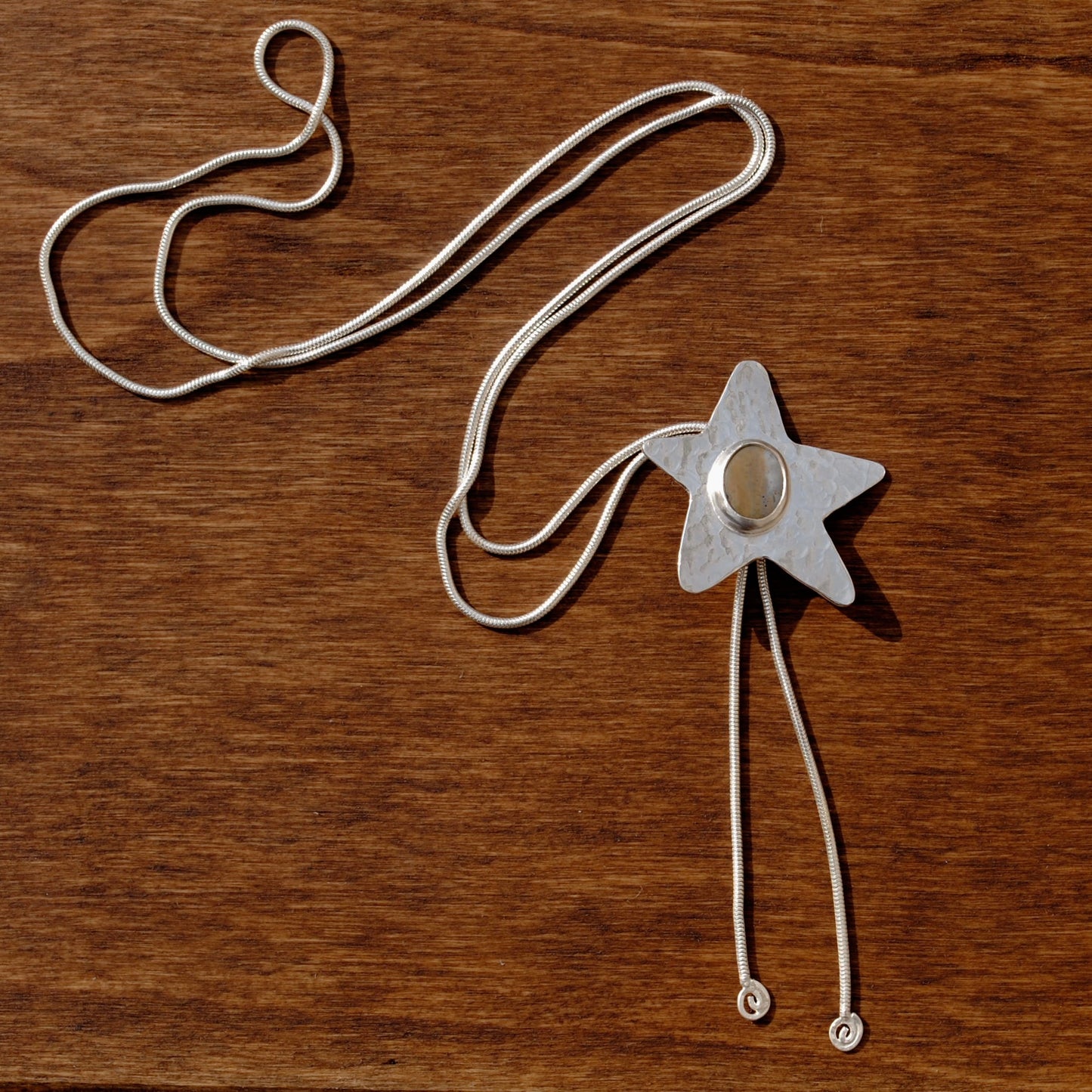Ocean Jasper Hammered Star Bolo Tie