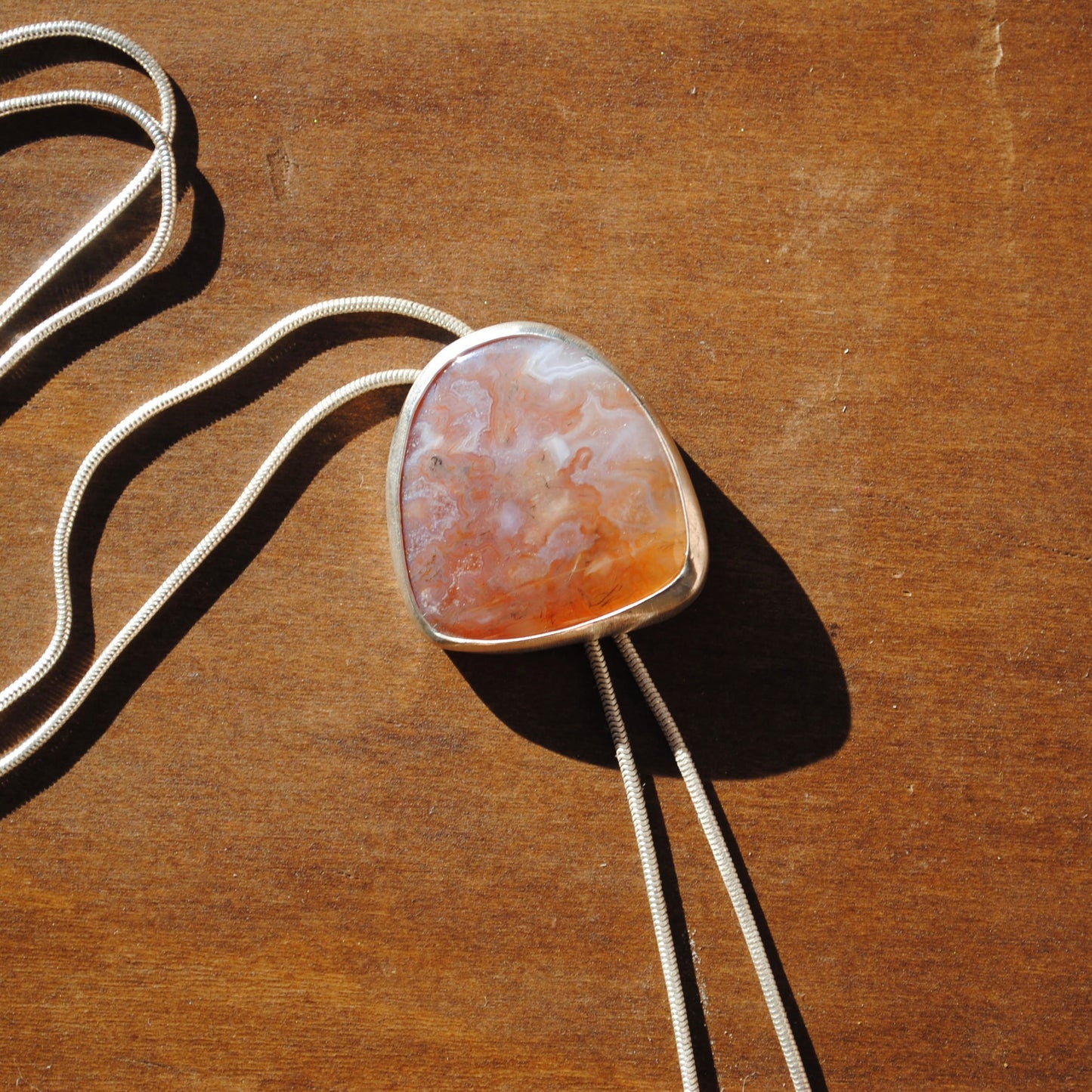 Pink Banded Agate Bolo Tie