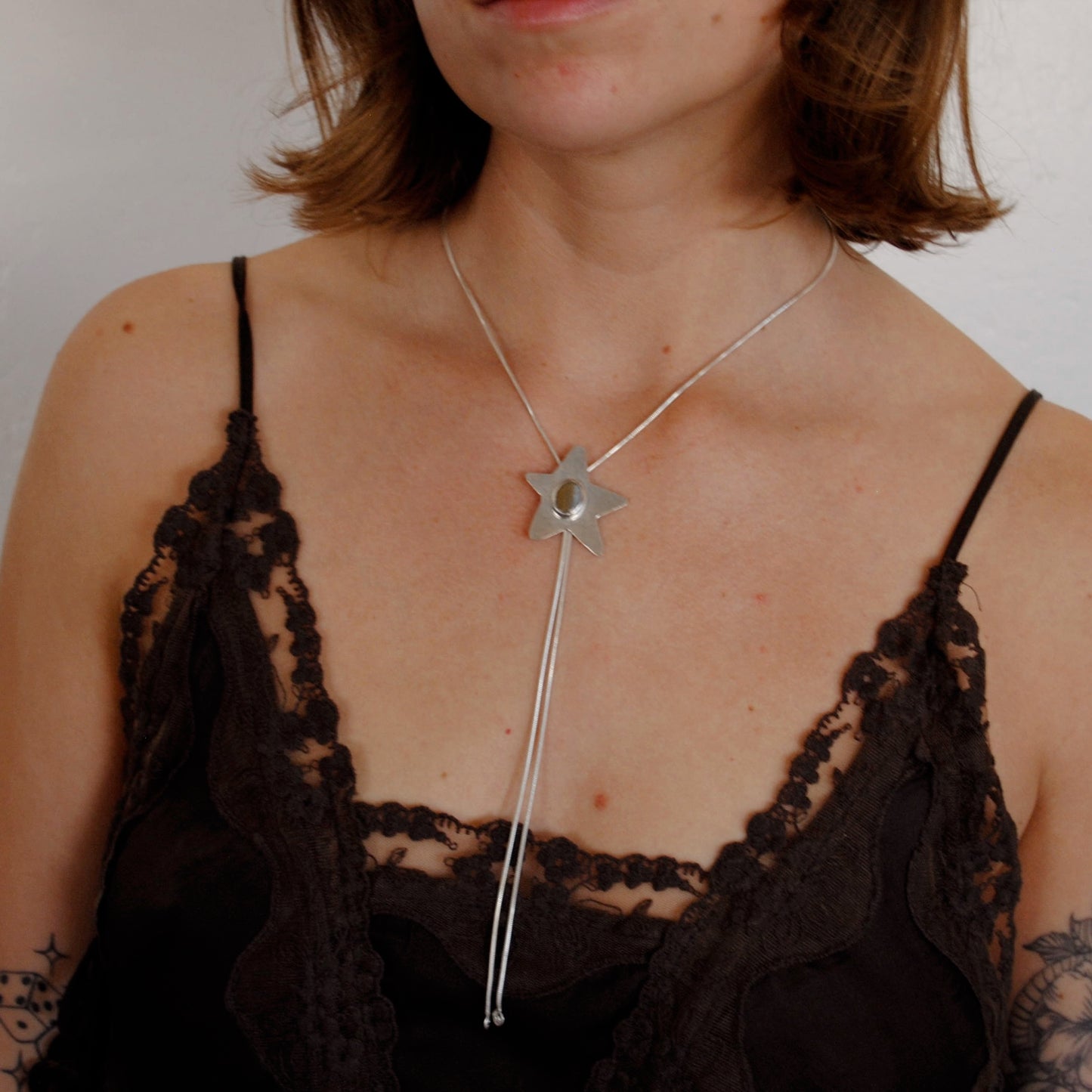 Ocean Jasper Hammered Star Bolo Tie