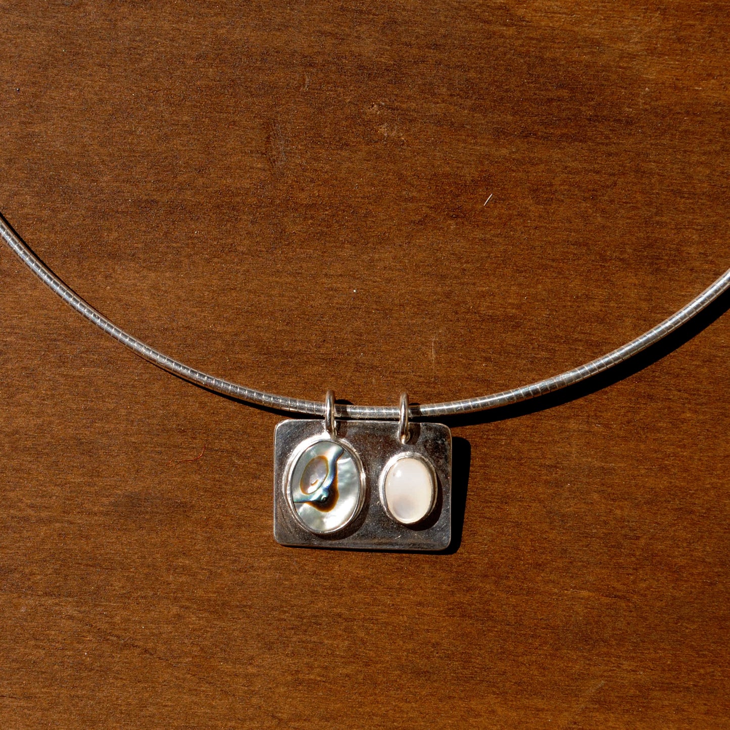 Abalone and Mother of Pearl Omega Necklace