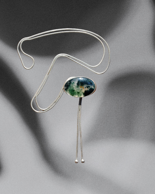 Moss Agate Bolo Tie
