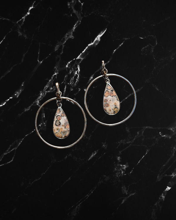 Leopard Jasper Huggie Hoops