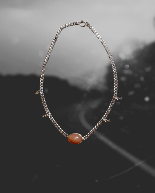 Peach Moonstone Curb Chain Necklace