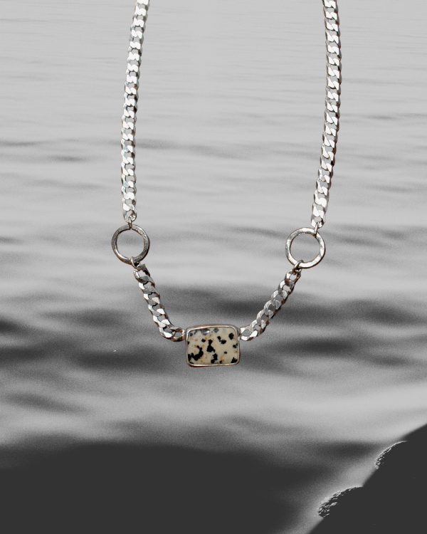 Dalmatian Jasper Curb Chain Necklace