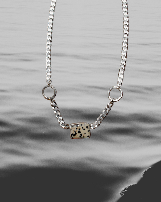 Dalmatian Jasper Curb Chain Necklace