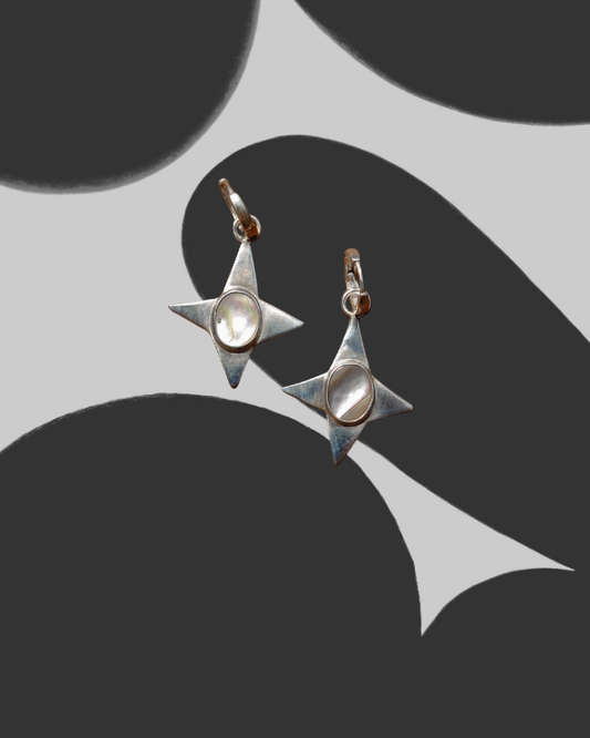 Abalone Star Huggie Hoops