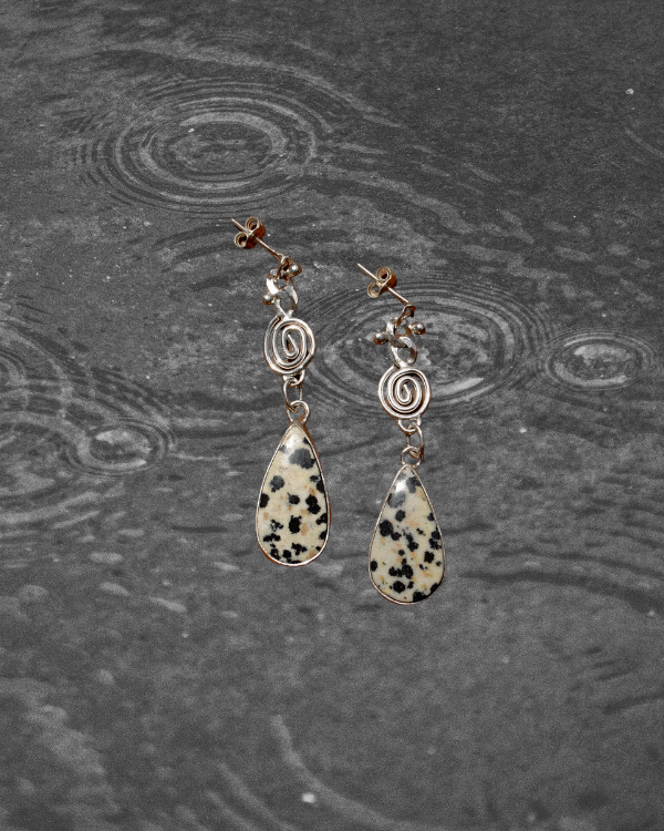 Dalmatian Jasper Spiral Earrings