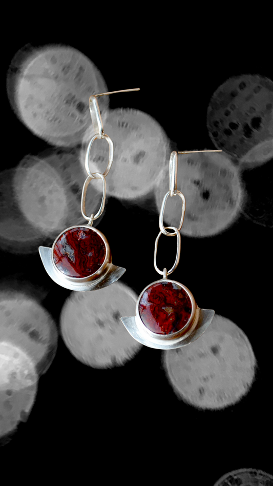 Paul Bunyan Agate Chain Earrings