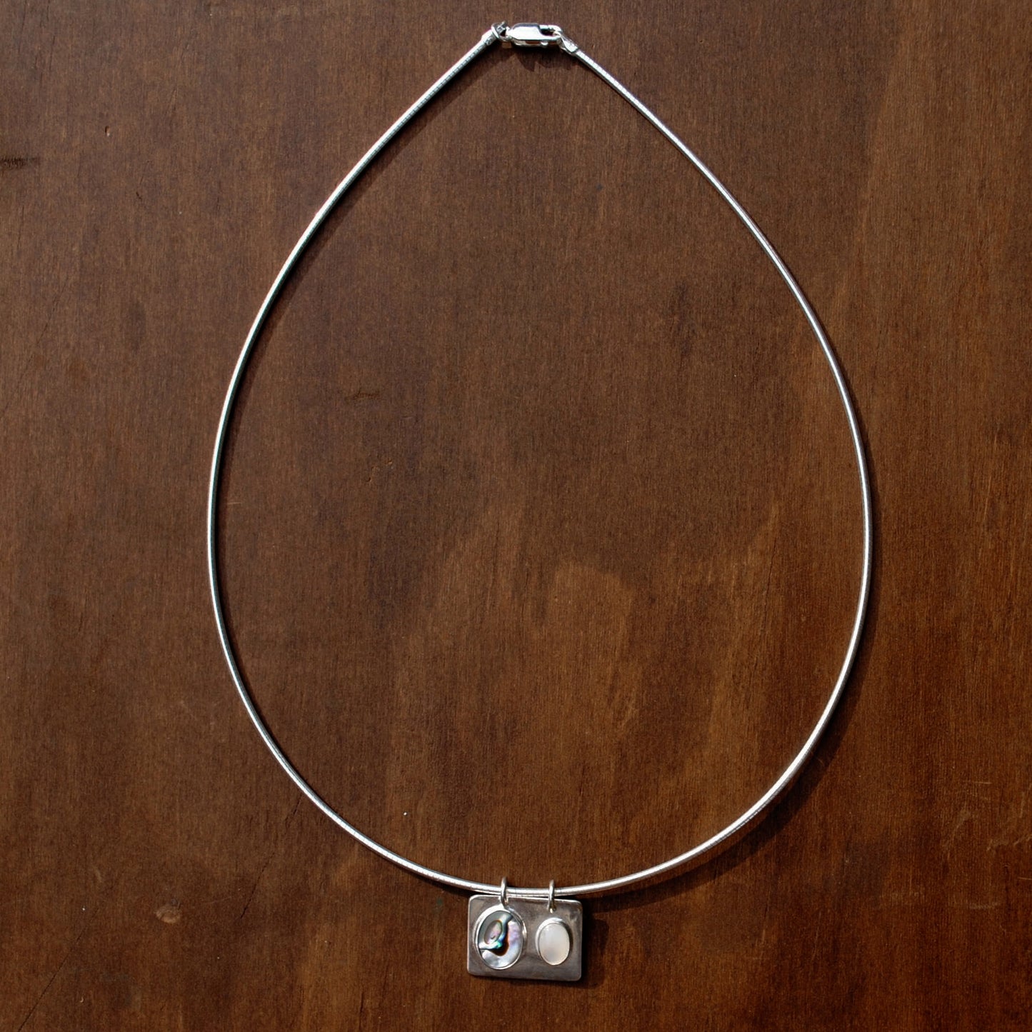 Abalone and Mother of Pearl Omega Necklace