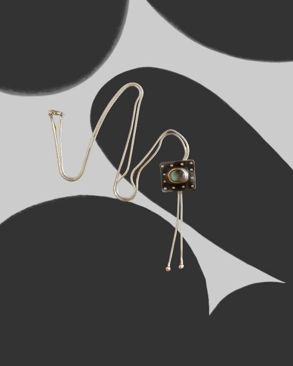 Labradorite Square Bolo Tie