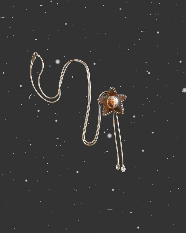 Fire Opal Star Bolo Tie I