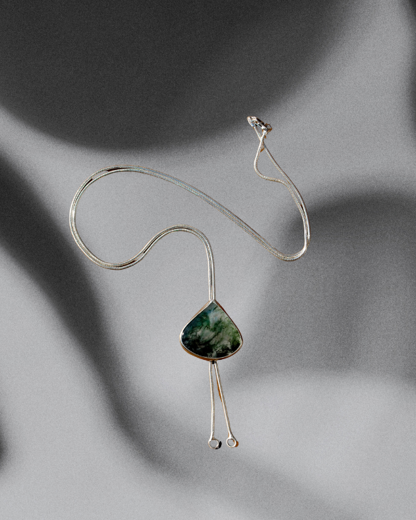 Moss Agate Bolo Tie
