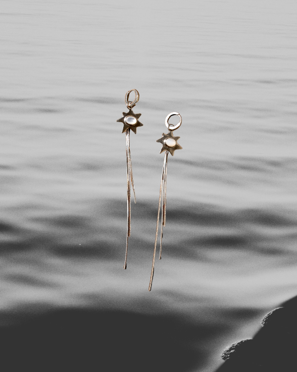 Mother of Pearl Shooting Star Huggie Hoops