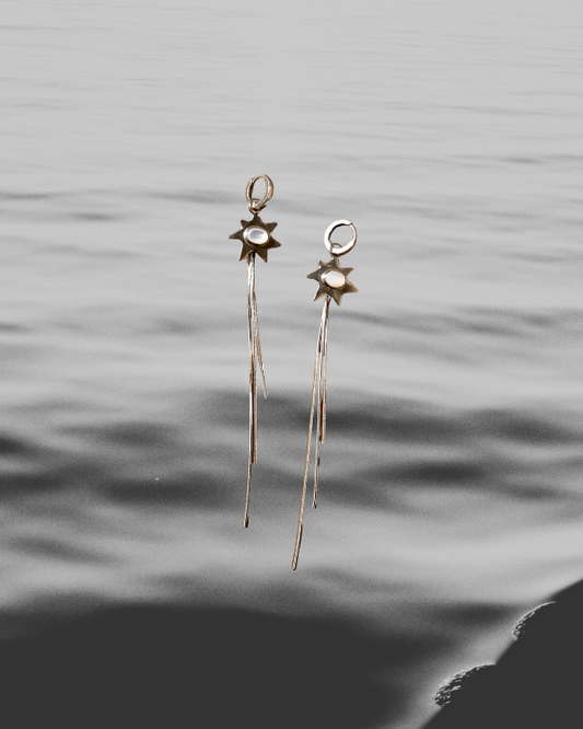 Mother of Pearl Shooting Star Huggie Hoops