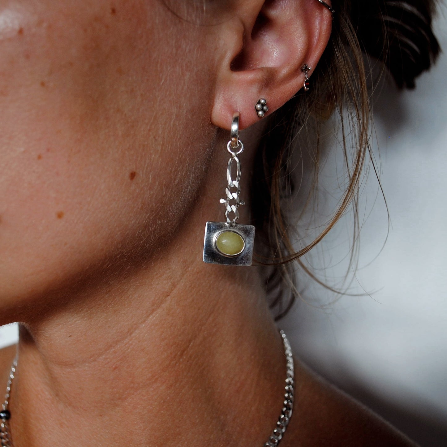 Olive Jade Figaro Huggie Hoops