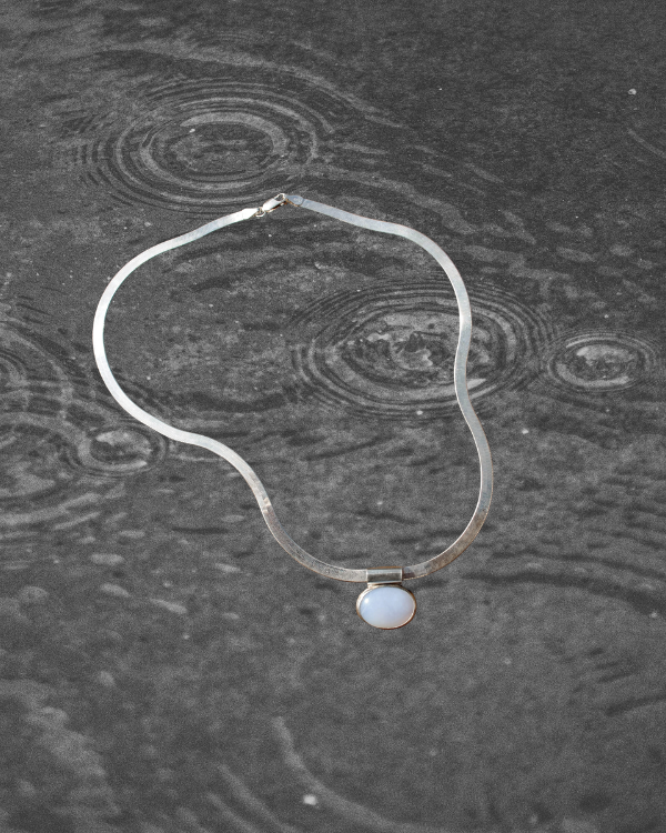 Blue Chalcedony Herringbone Necklace