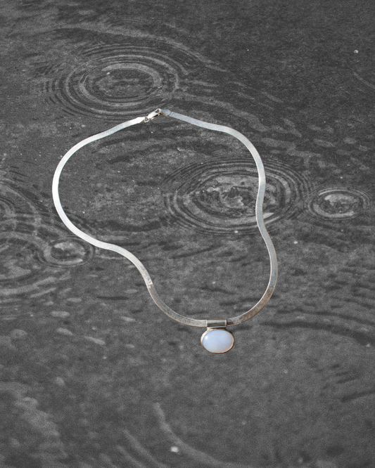 Blue Chalcedony Herringbone Necklace