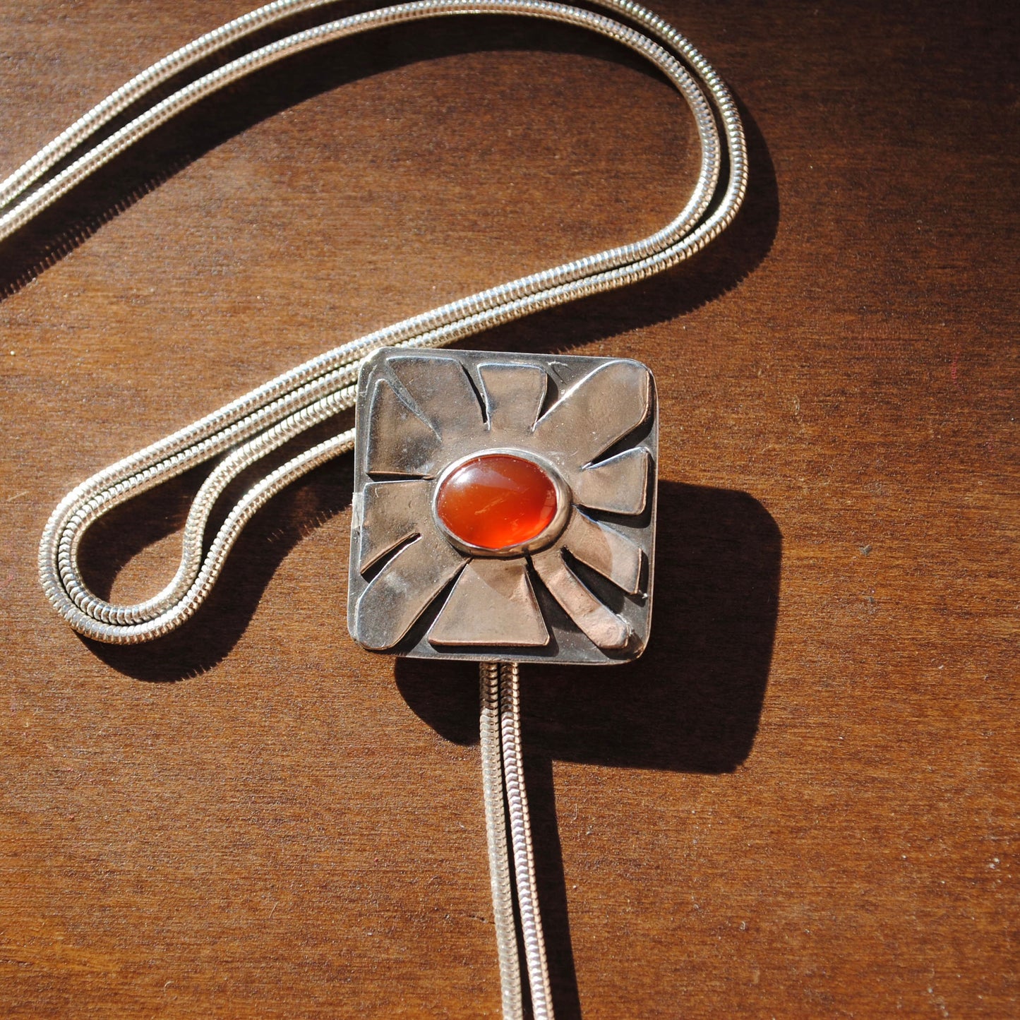 Carnelian Flower Bolo Tie