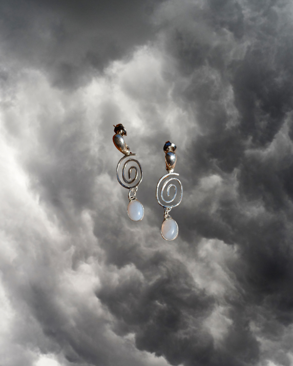 Blue Chalcedony Spiral Earrings