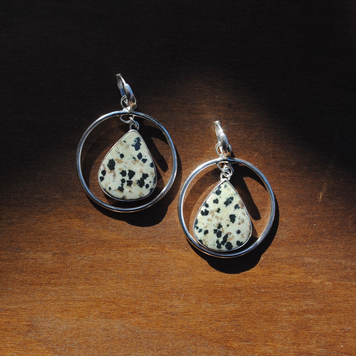 Dalmatian Jasper Huggie Hoops