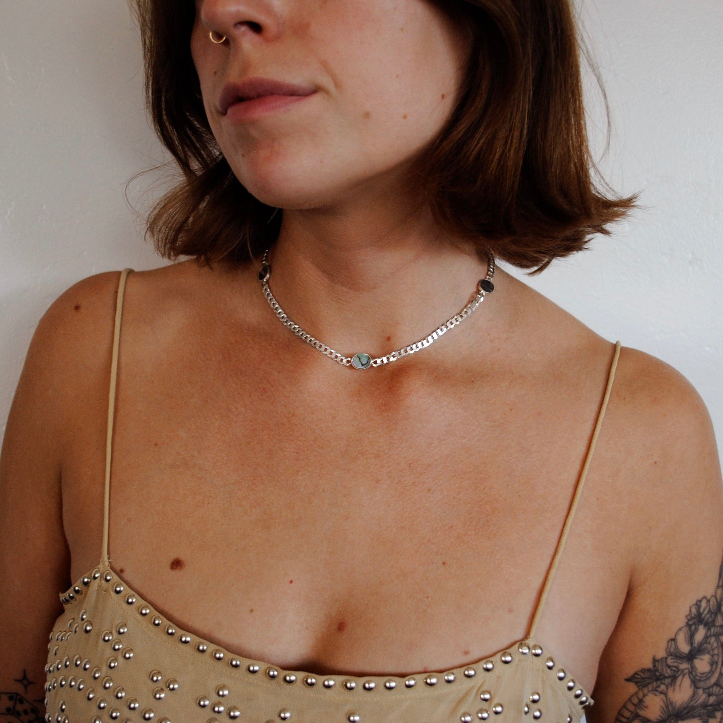 Abalone Curb Chain Necklace