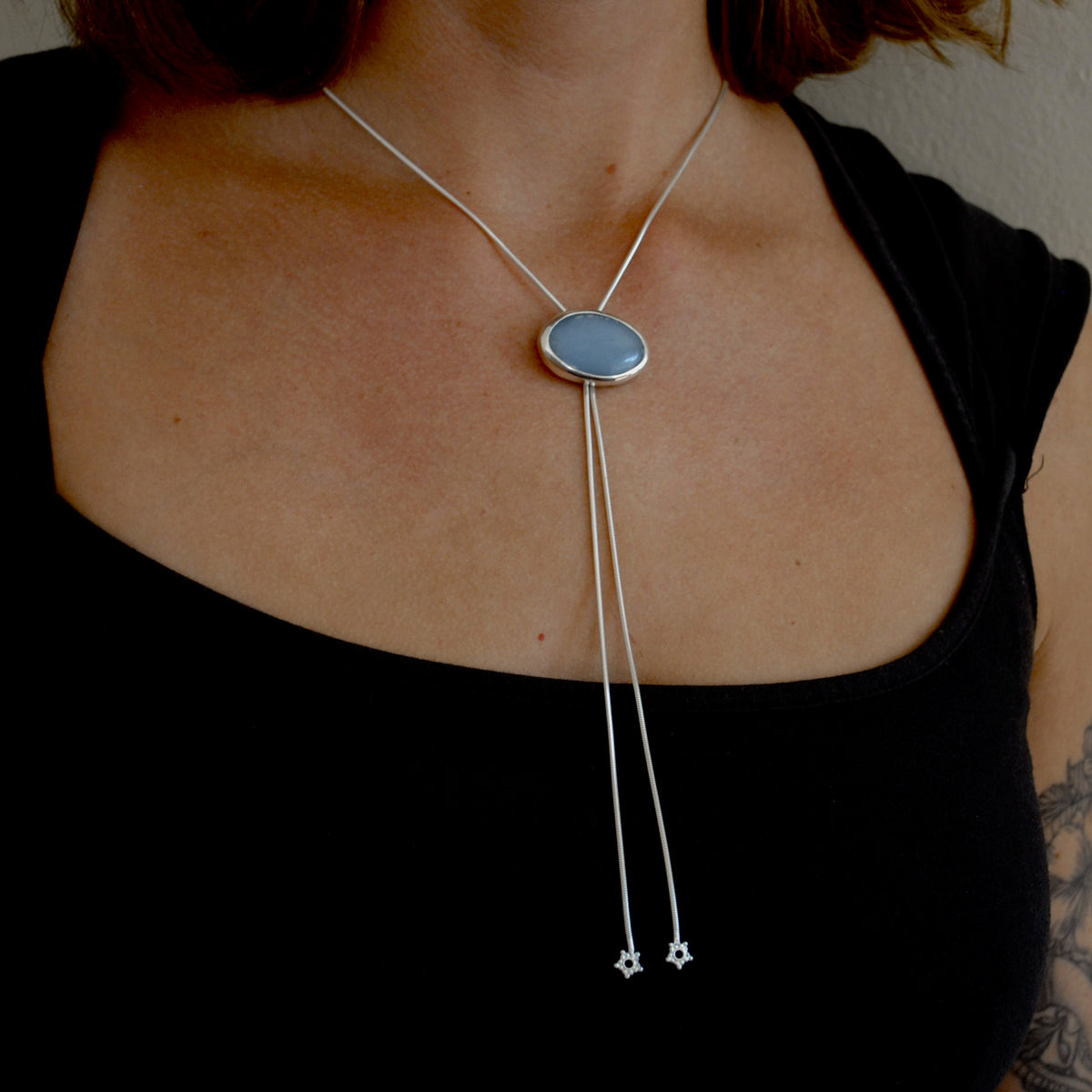 Blue Angelite Bolo Tie