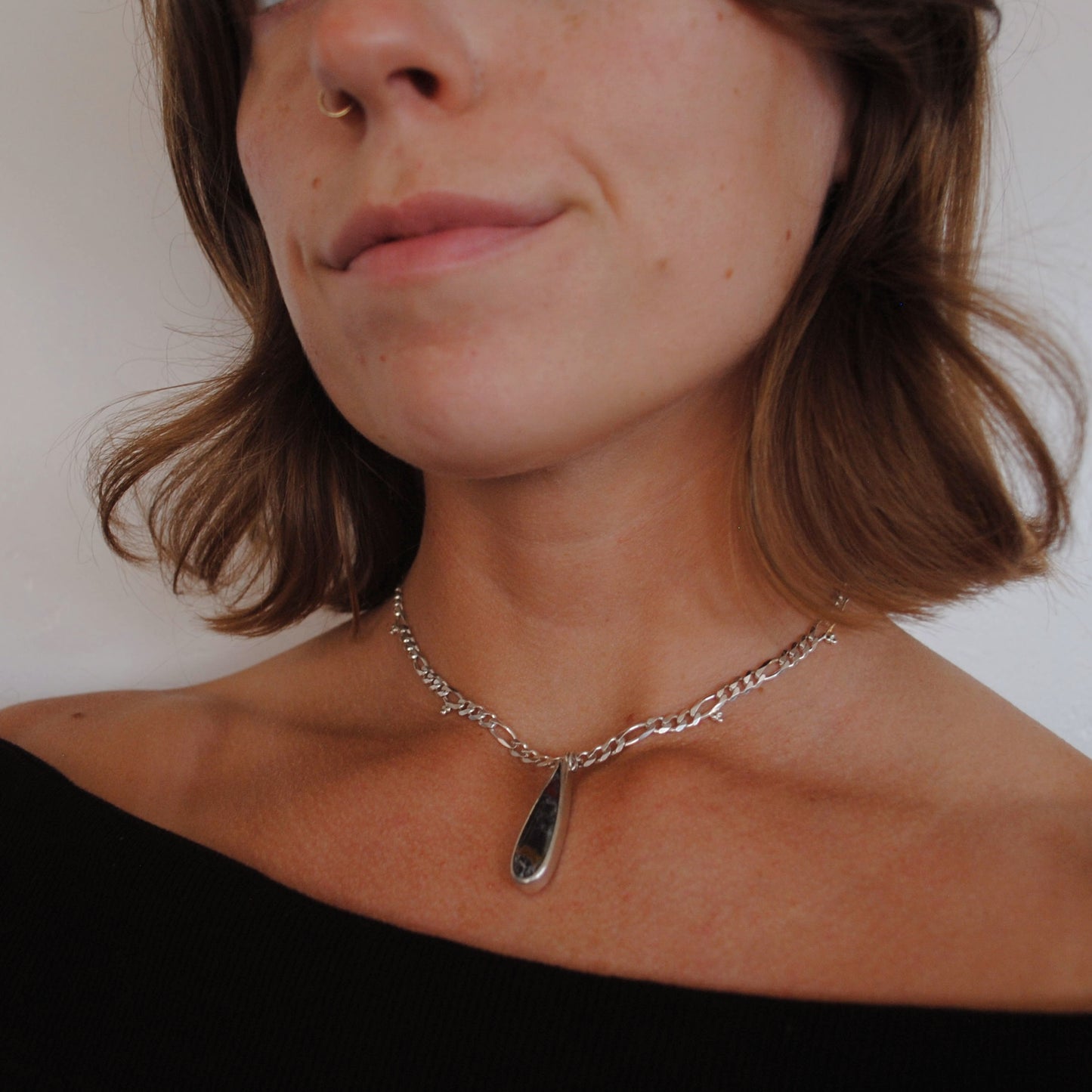 Petrified Wood Figaro Chain Necklace