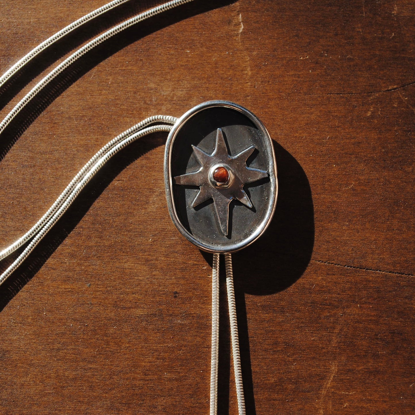 Carnelian Oval Star Bolo Tie