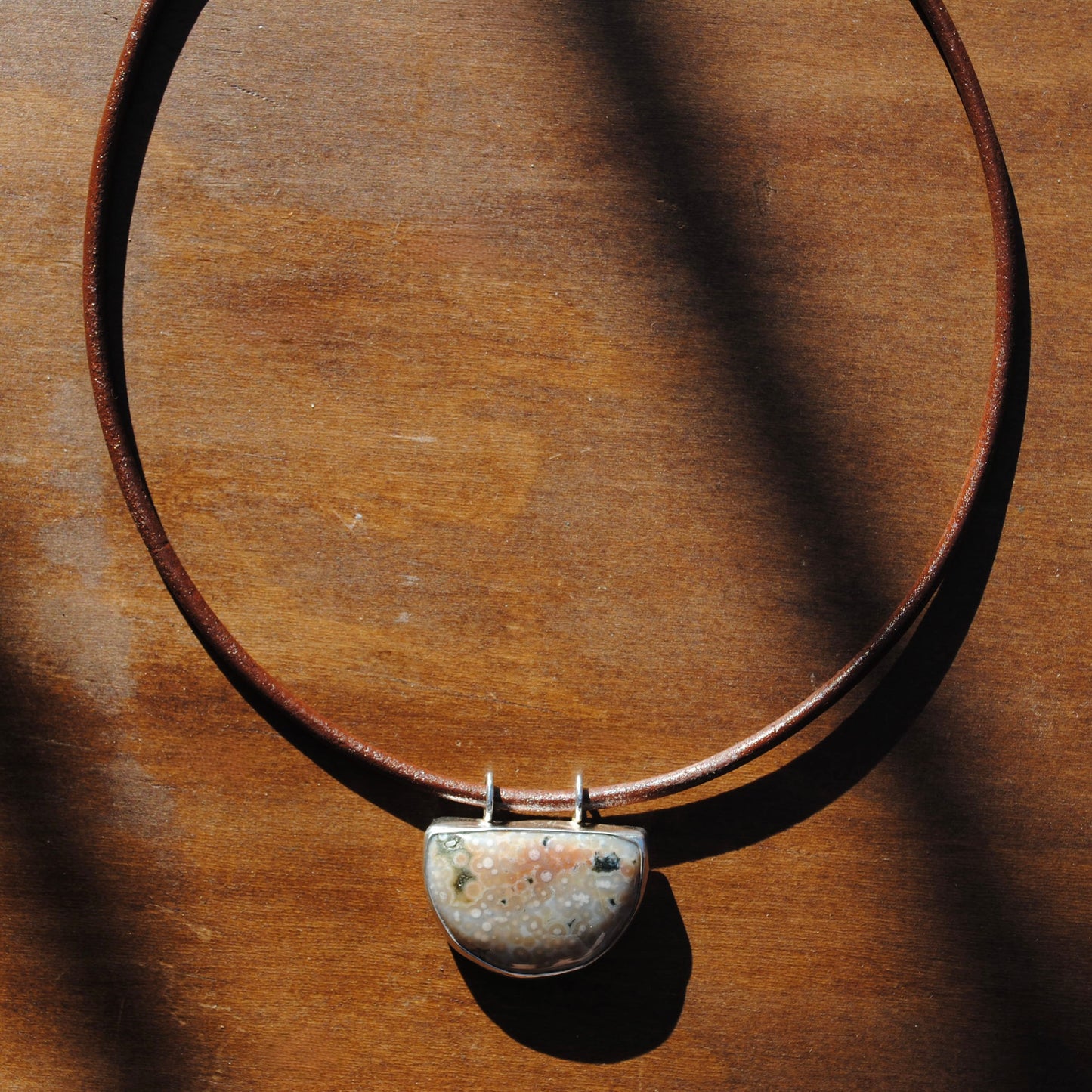 Ocean Jasper Leather Cord Necklace