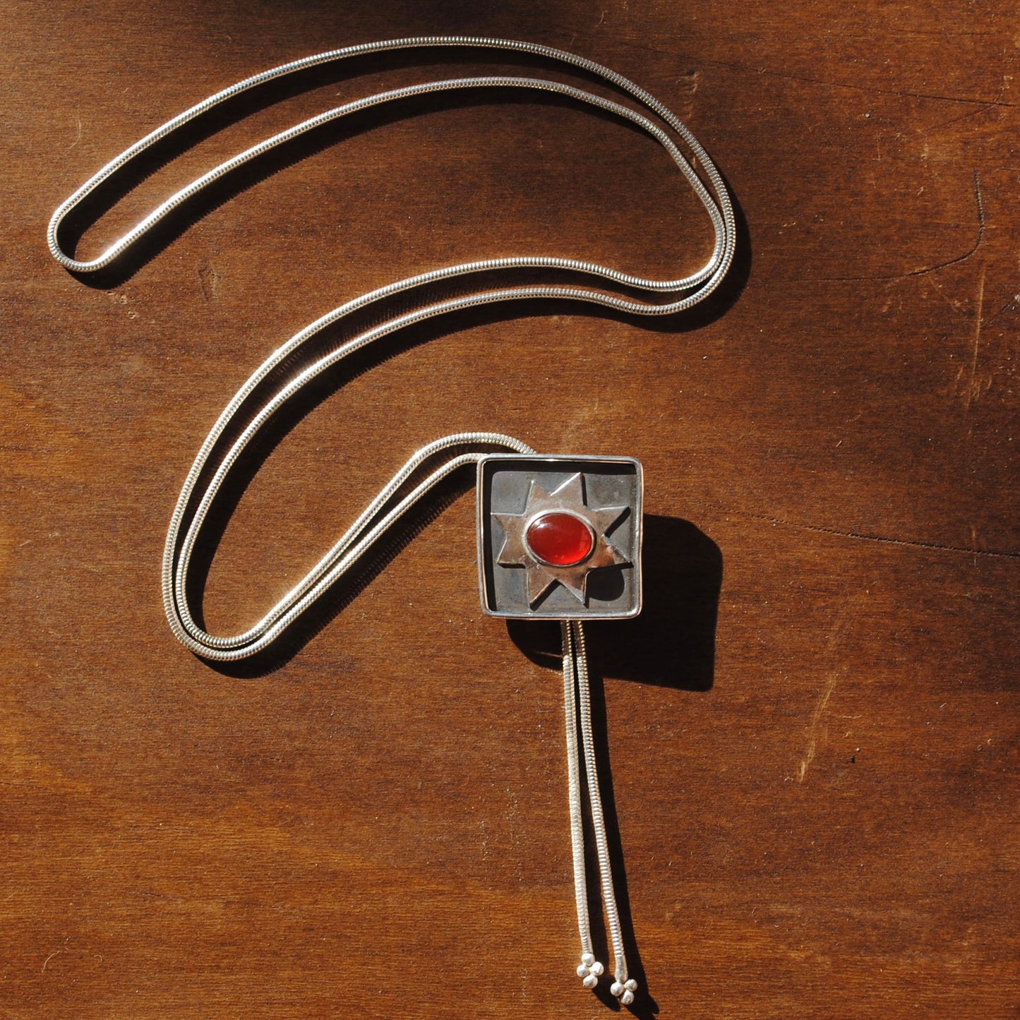 Carnelian Square Star Bolo Tie