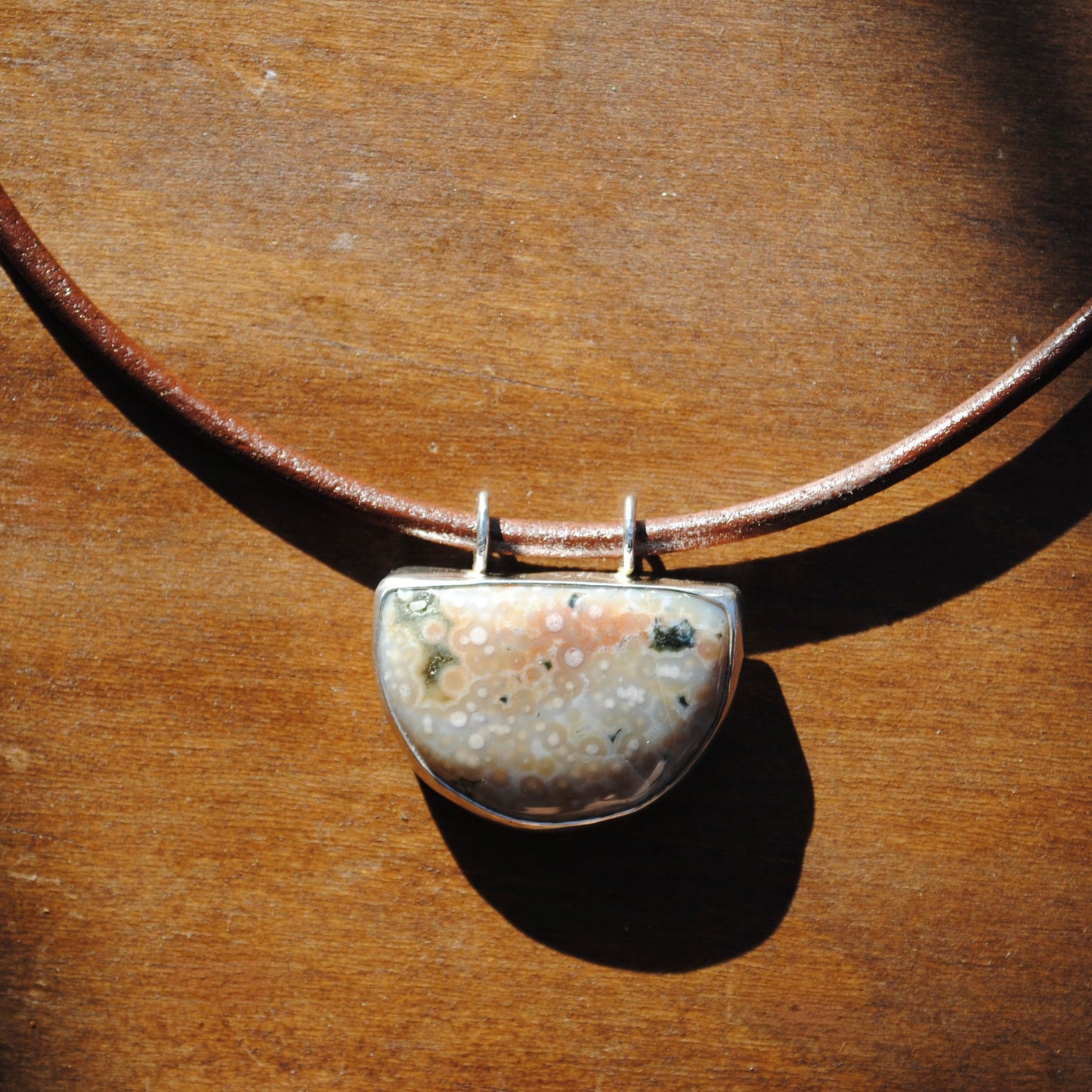 Ocean Jasper Leather Cord Necklace