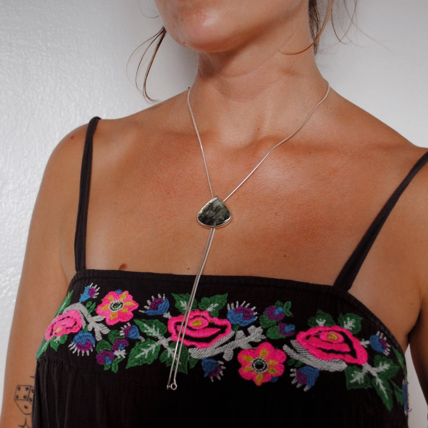 Moss Agate Bolo Tie