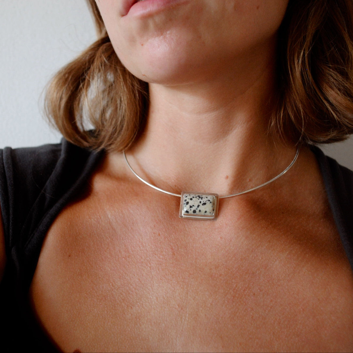 Dalmatian Jasper Omega Necklace
