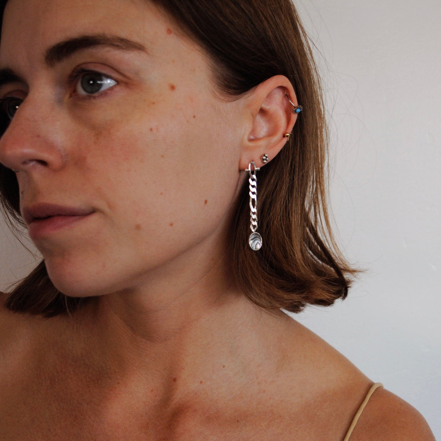 Abalone Figaro Chain Earrings