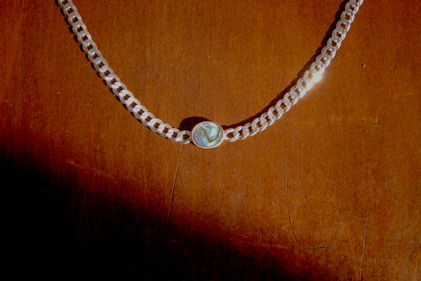 Abalone Curb Chain Necklace