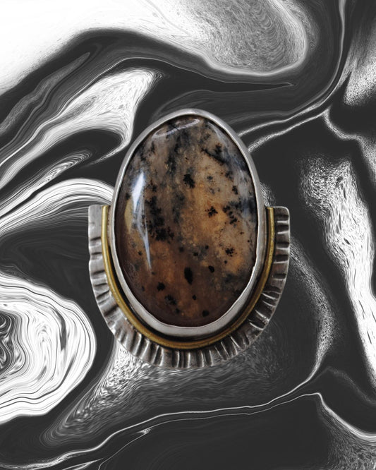 Dendritic Opal Ring - Size 7.5