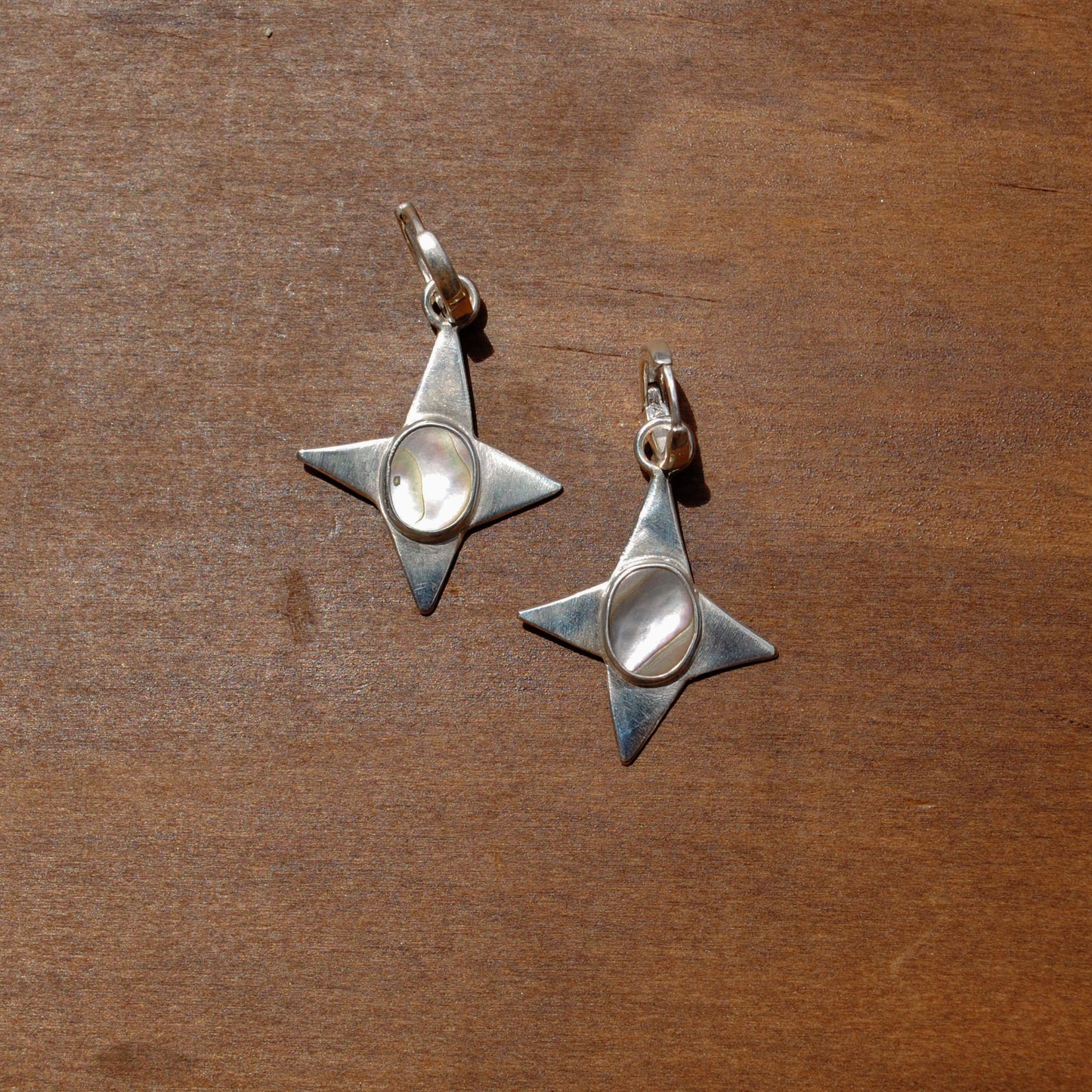 Abalone Star Huggie Hoops