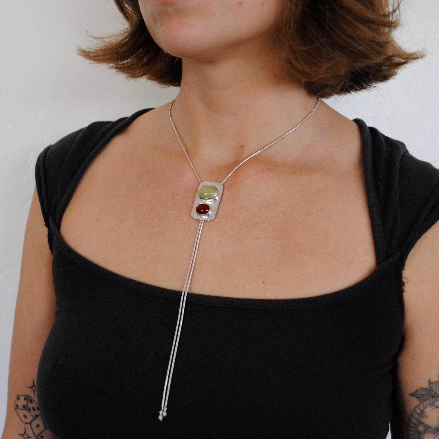 Green Opal and Carnelian Bolo Tie