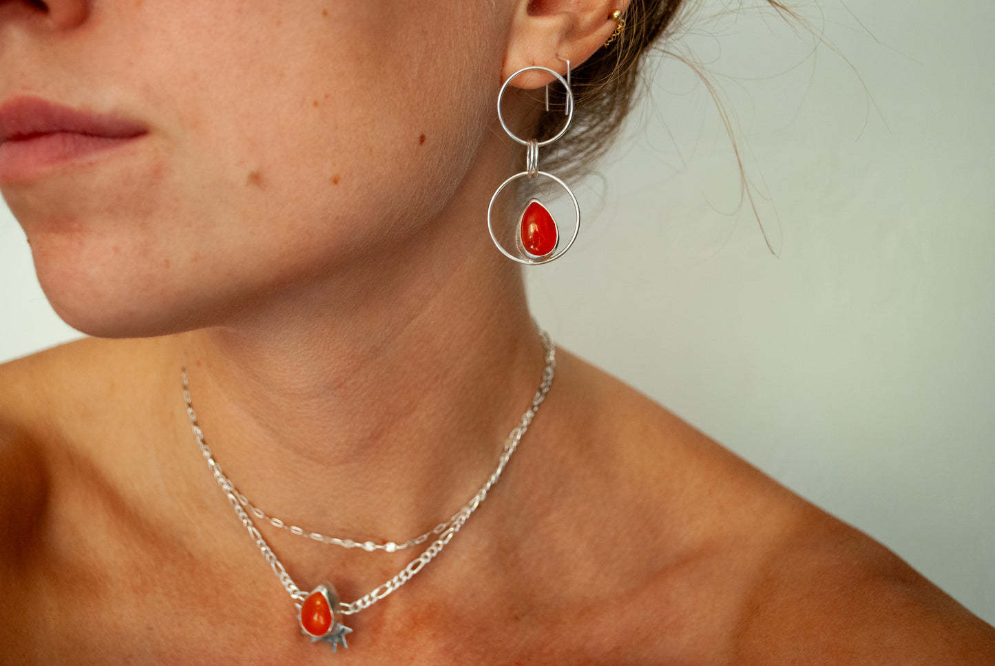 Carnelian Disco Earrings