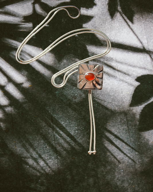 Carnelian Flower Bolo Tie